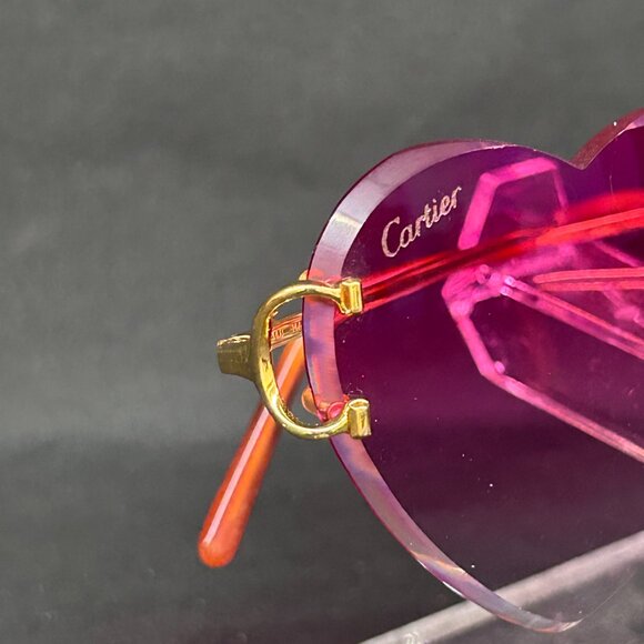 Cartier Big C Gold Wires Rimless Pink Heart Shaped Lenses Glasses Sunglasses main image 9